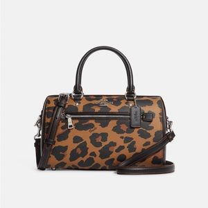 Coach Satchel In Signature Canvas With Leopard Print